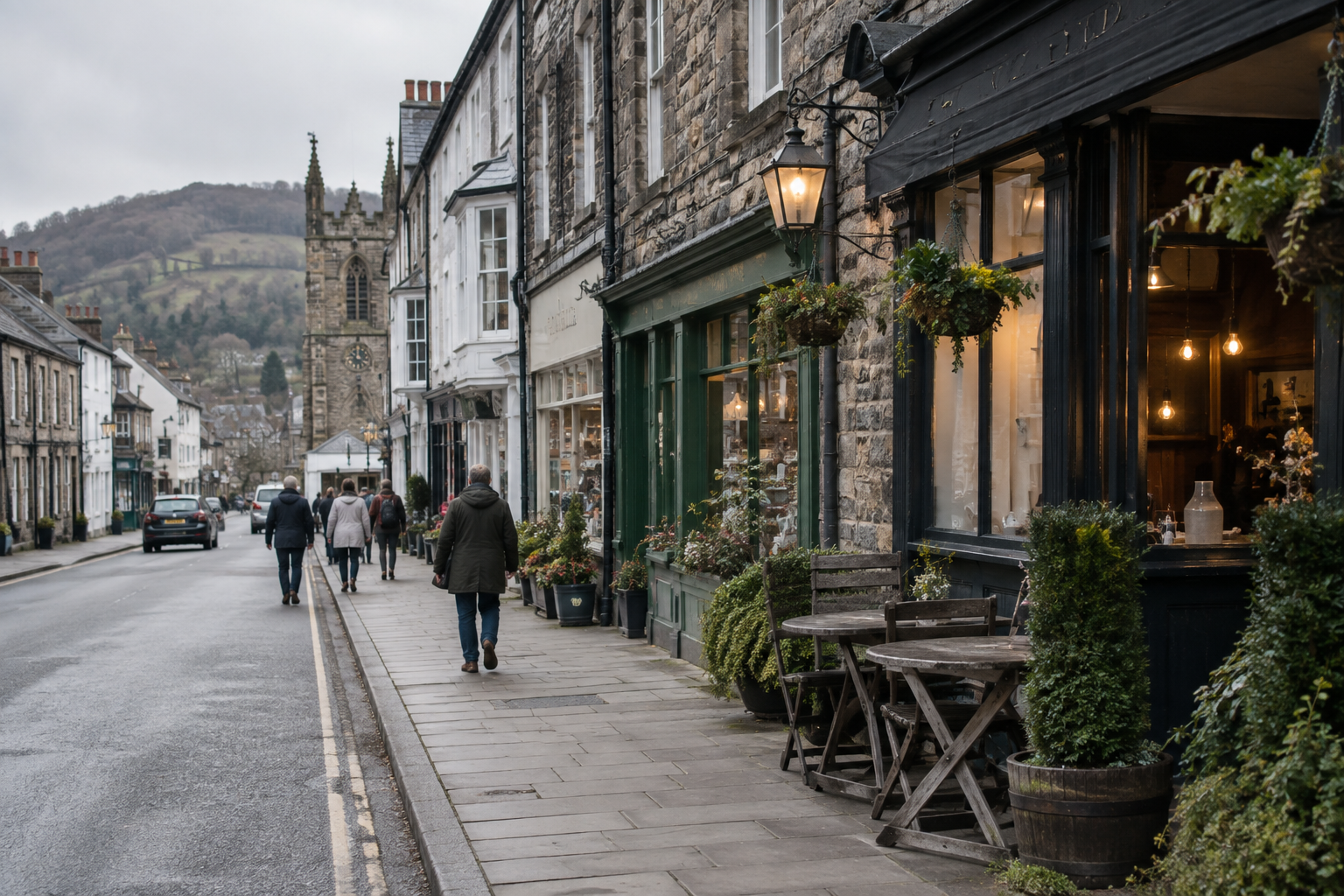 Small commercial premises on a Welsh high street amid Pembrokeshire business rates enforcement